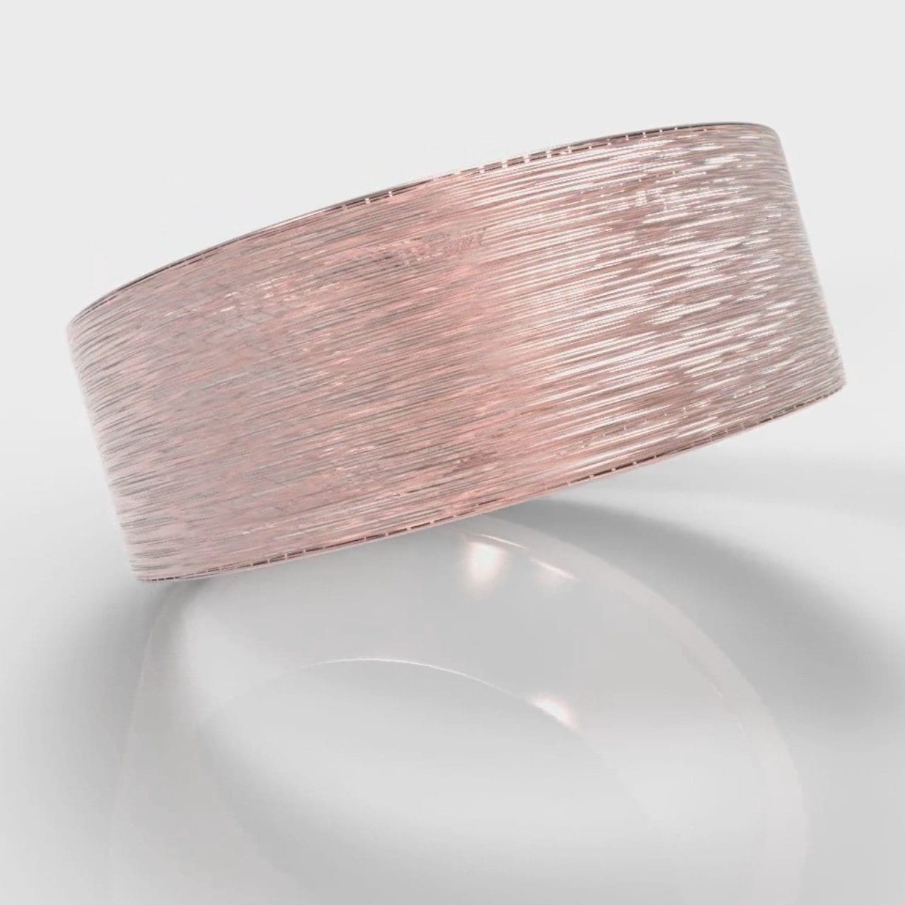 8mm Flat Top Comfort Fit Brushed Wedding Ring - Rose Gold