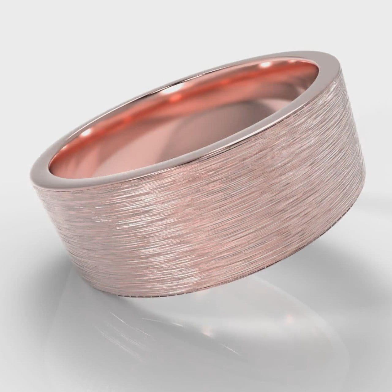8mm Flat Top Comfort Fit Brushed Wedding Ring - Rose Gold