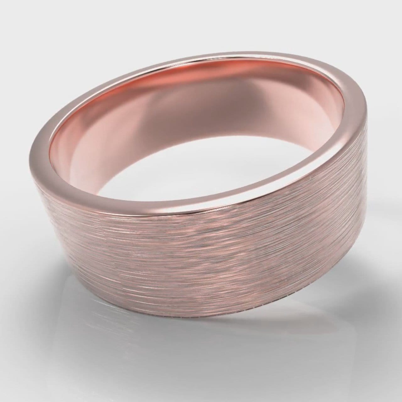 8mm Flat Top Comfort Fit Brushed Wedding Ring - Rose Gold