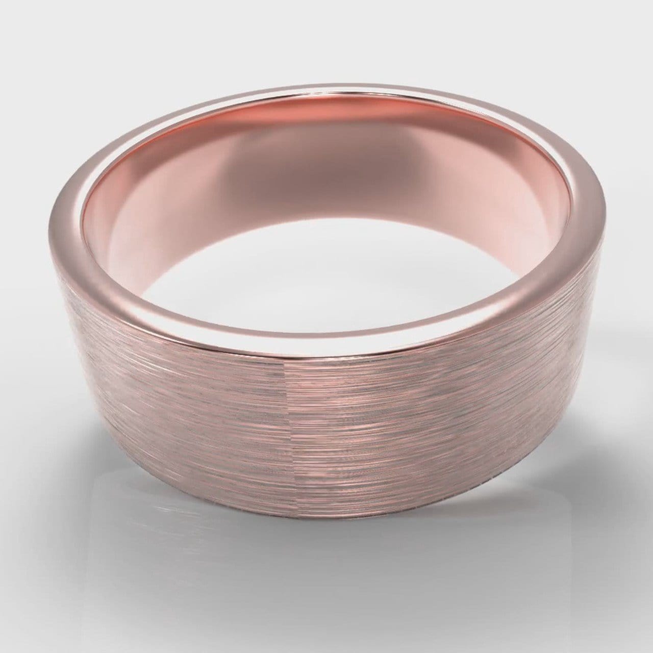 8mm Flat Top Comfort Fit Brushed Wedding Ring - Rose Gold