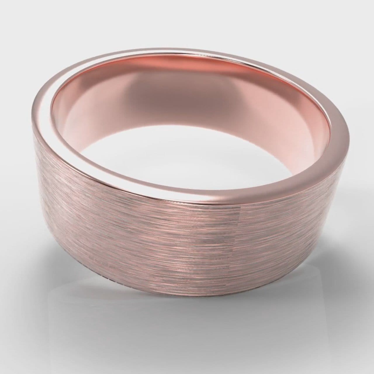 8mm Flat Top Comfort Fit Brushed Wedding Ring - Rose Gold