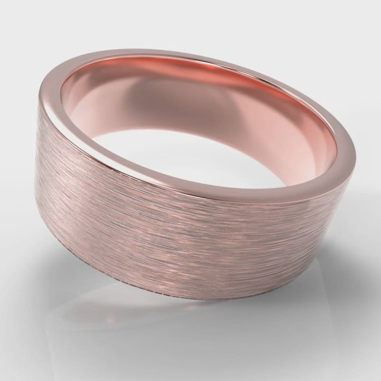 8mm Flat Top Comfort Fit Brushed Wedding Ring - Rose Gold