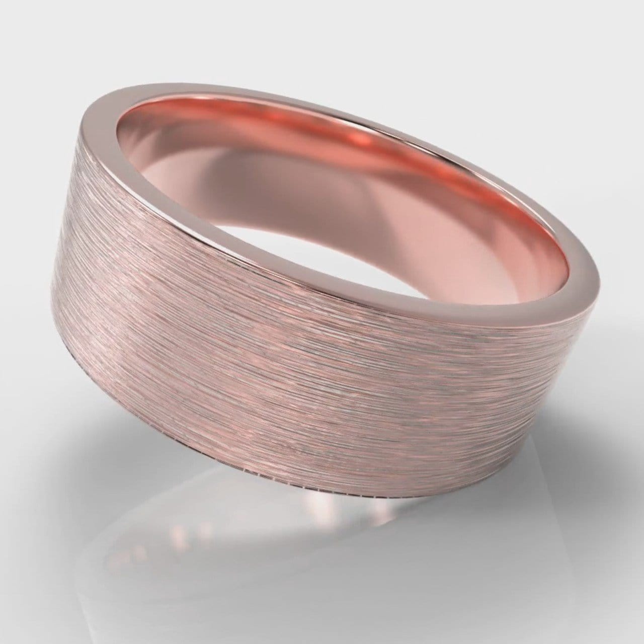 8mm Flat Top Comfort Fit Brushed Wedding Ring - Rose Gold