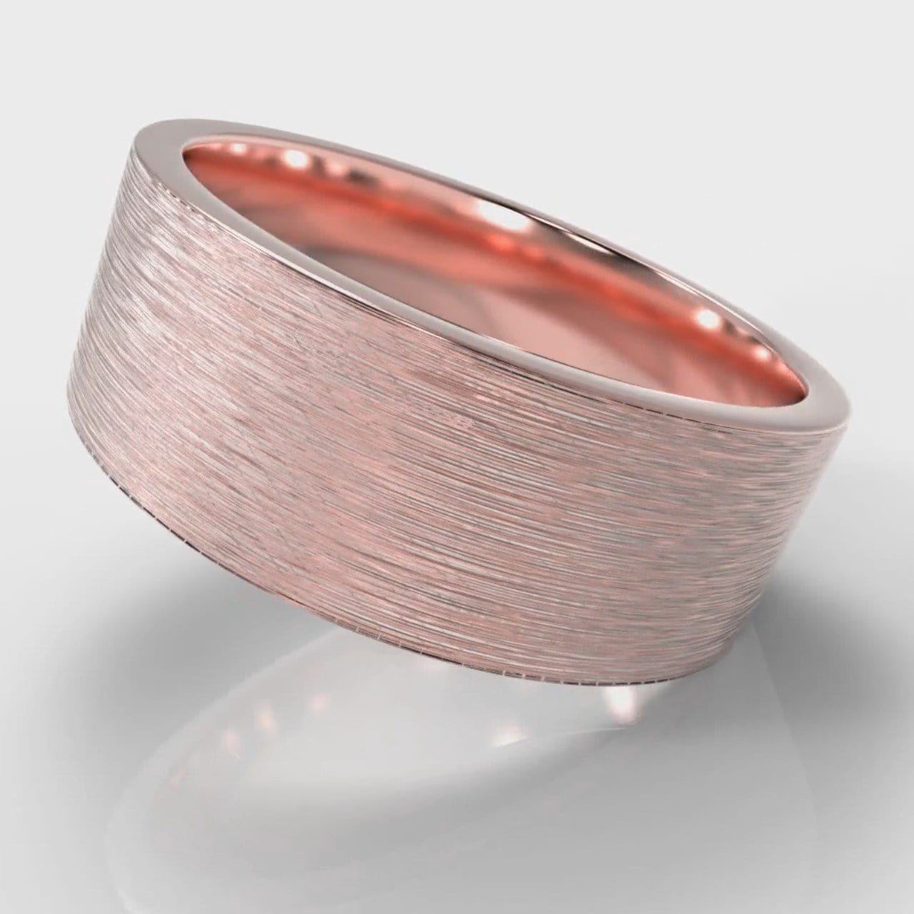 8mm Flat Top Comfort Fit Brushed Wedding Ring - Rose Gold