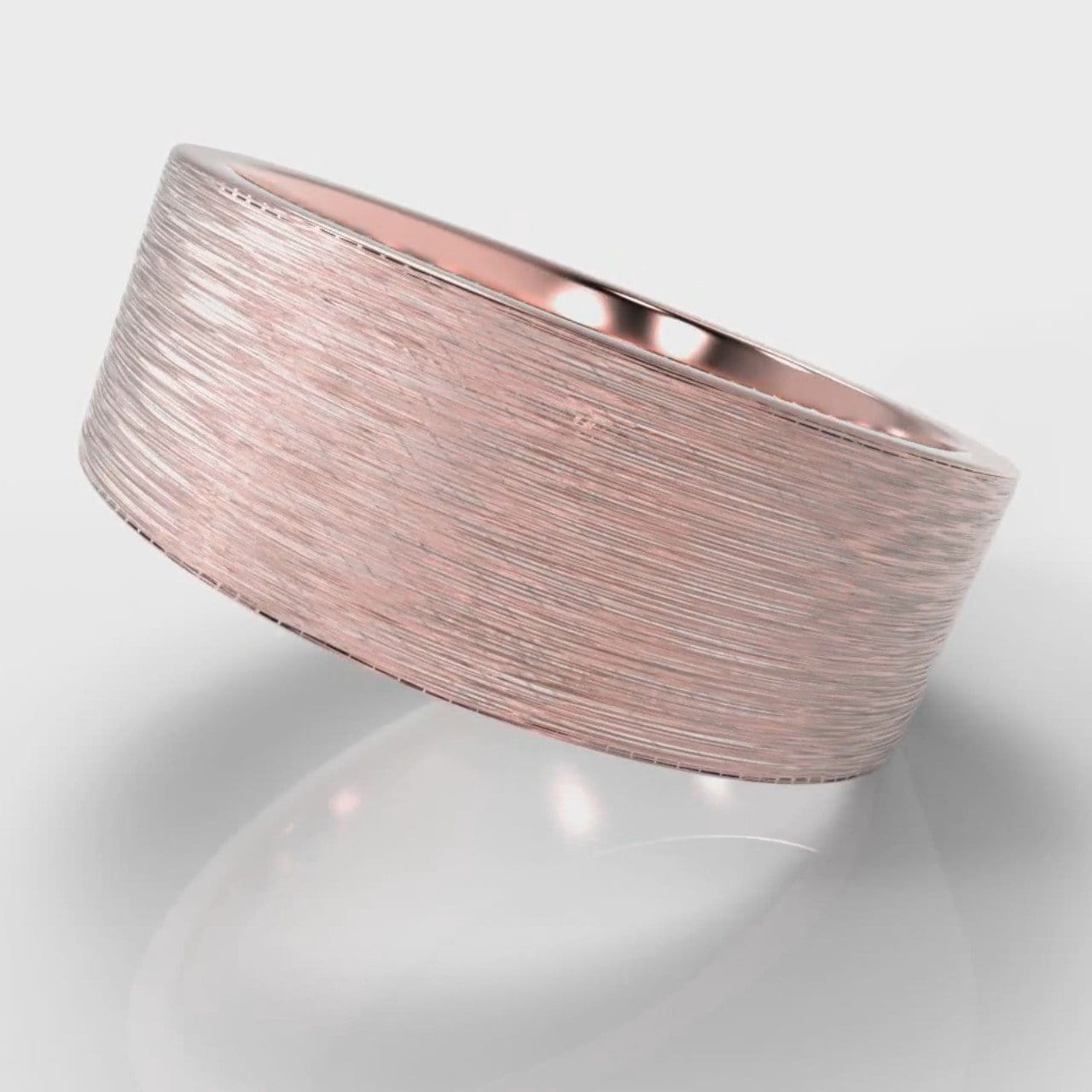 8mm Flat Top Comfort Fit Brushed Wedding Ring - Rose Gold