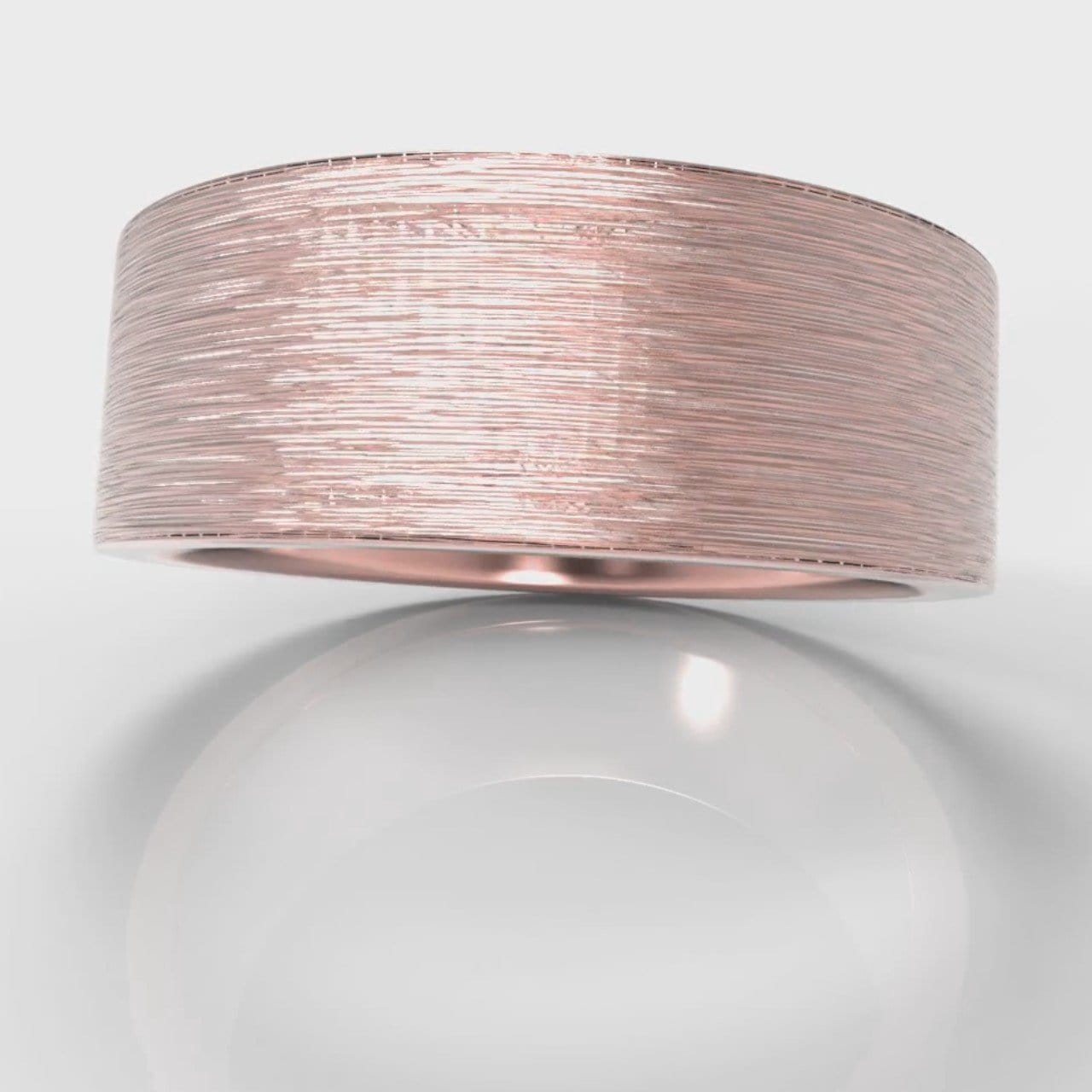 8mm Flat Top Comfort Fit Brushed Wedding Ring - Rose Gold
