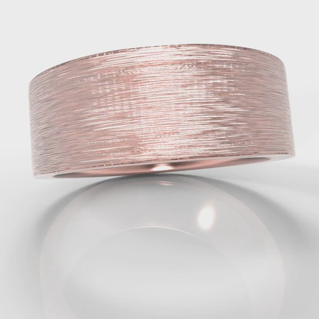 8mm Flat Top Comfort Fit Brushed Wedding Ring - Rose Gold