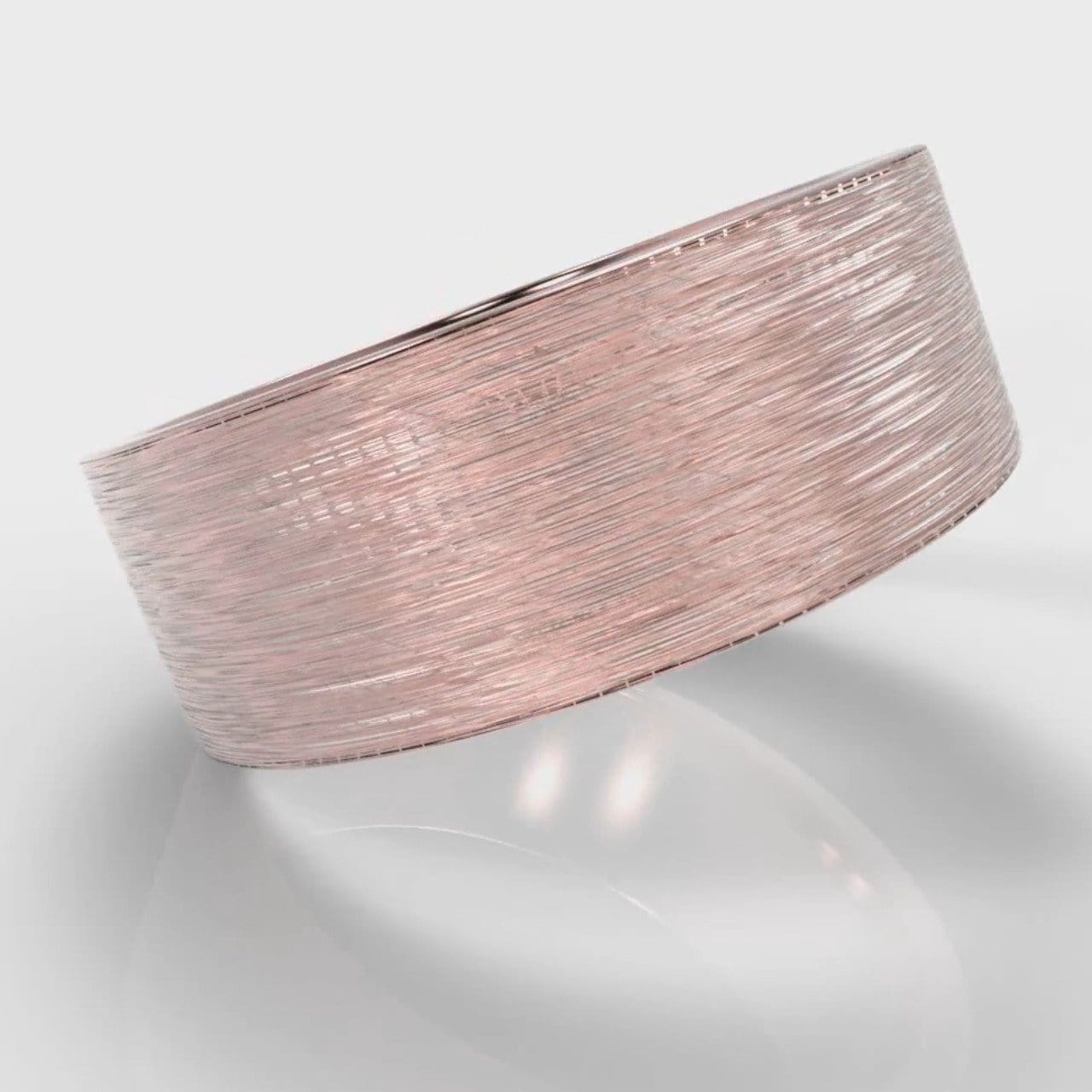 8mm Flat Top Comfort Fit Brushed Wedding Ring - Rose Gold
