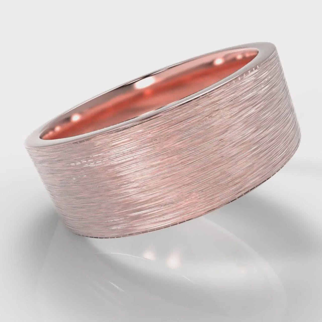 8mm Flat Top Comfort Fit Brushed Wedding Ring - Rose Gold