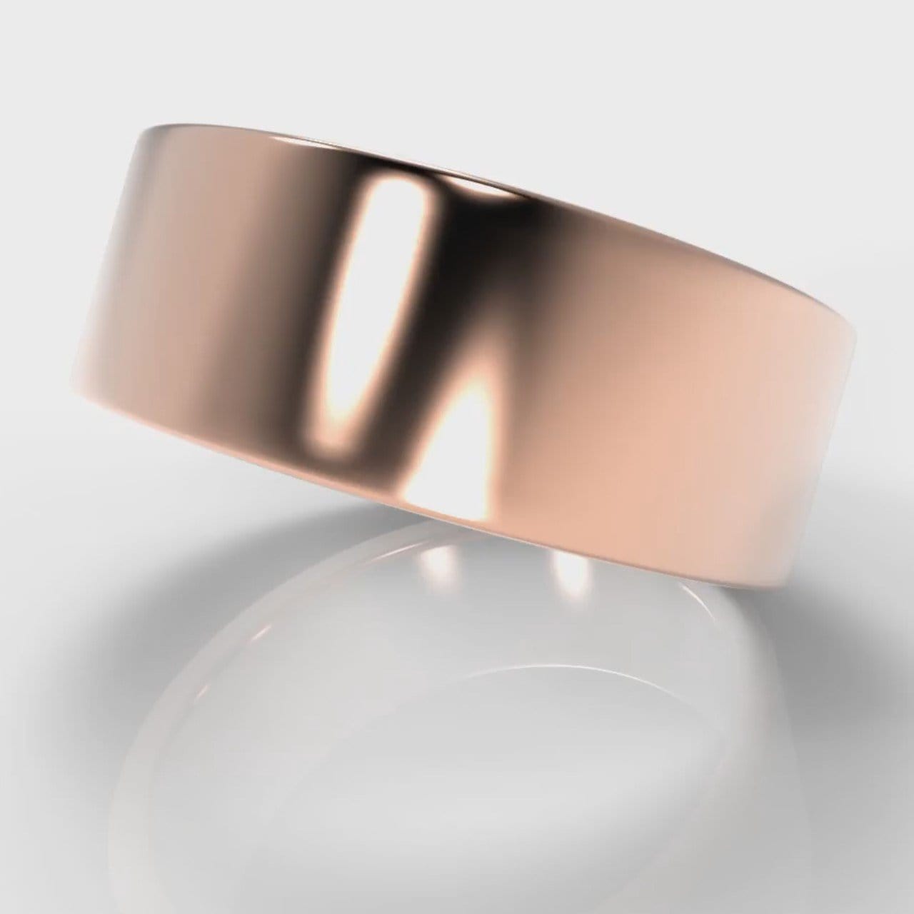 8mm Flat Top Comfort Fit Wedding Ring - Rose Gold