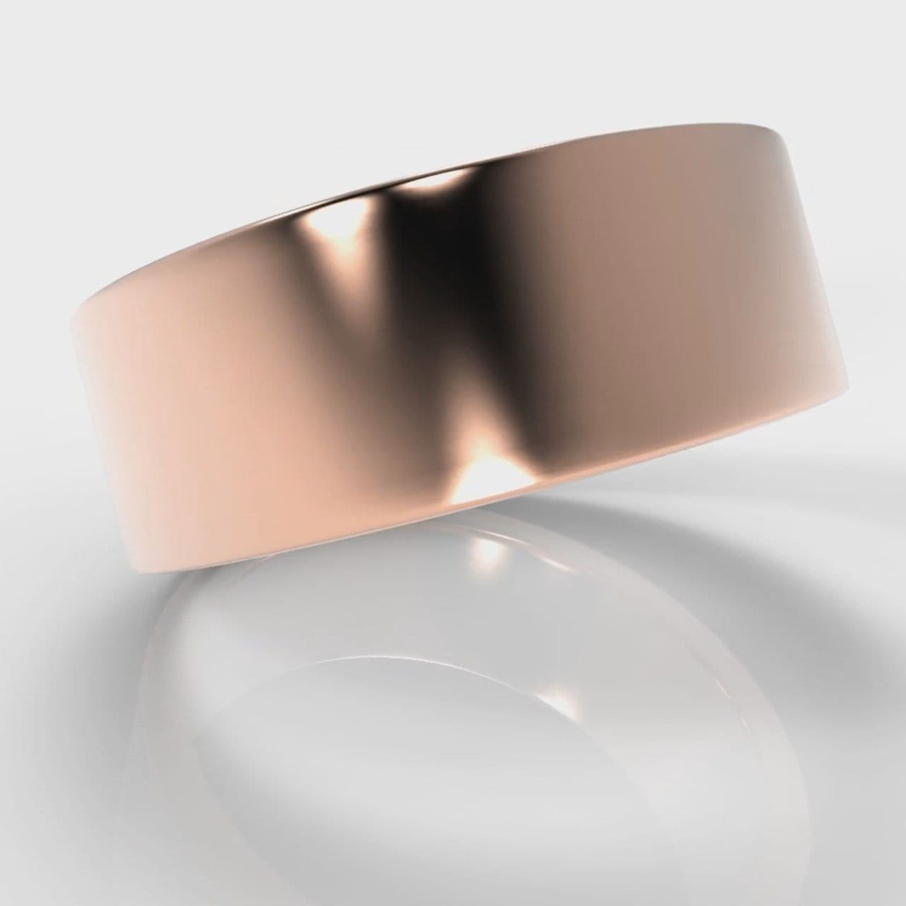8mm Flat Top Comfort Fit Wedding Ring - Rose Gold