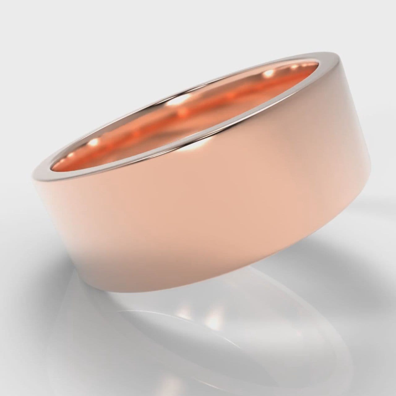 8mm Flat Top Comfort Fit Wedding Ring - Rose Gold
