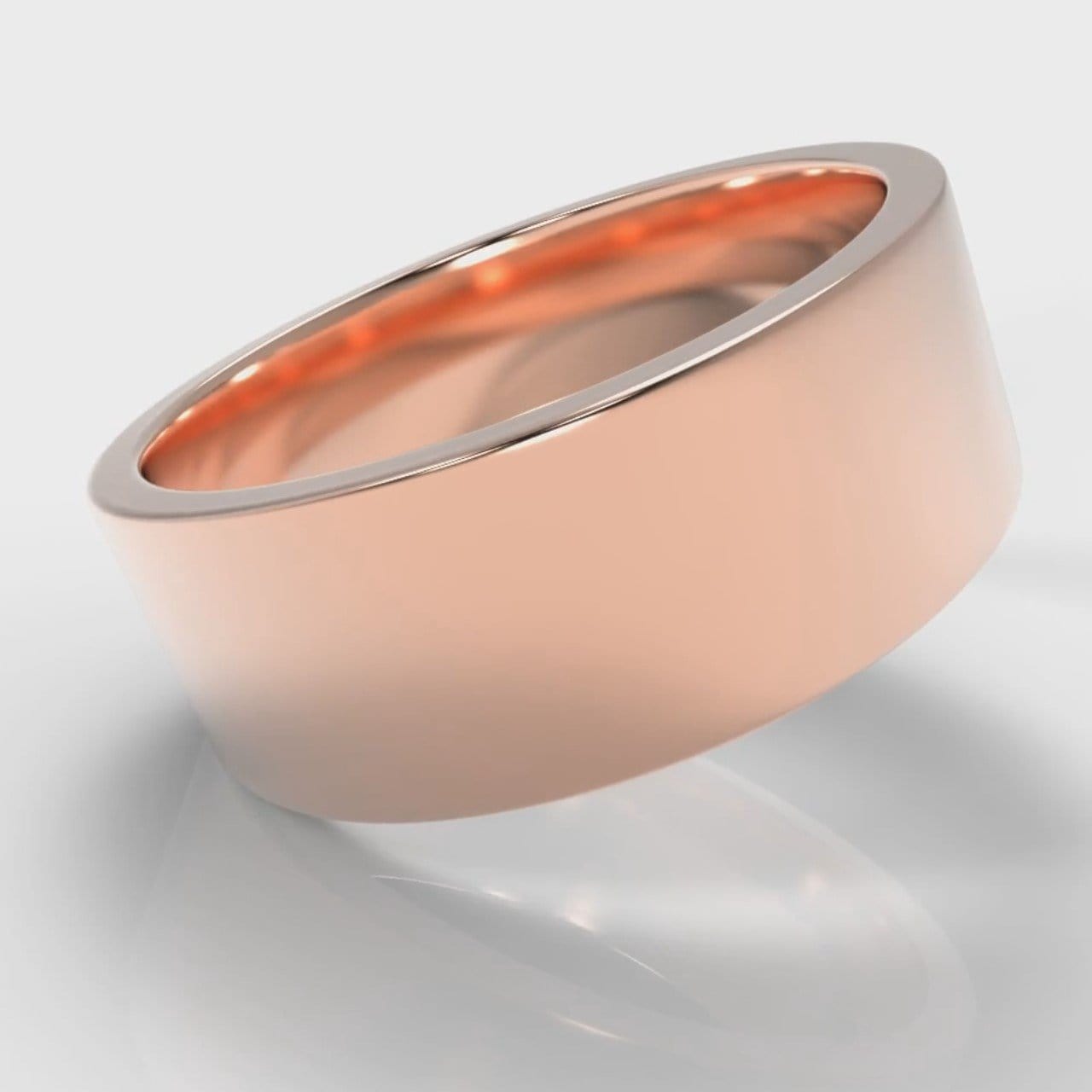 8mm Flat Top Comfort Fit Wedding Ring - Rose Gold