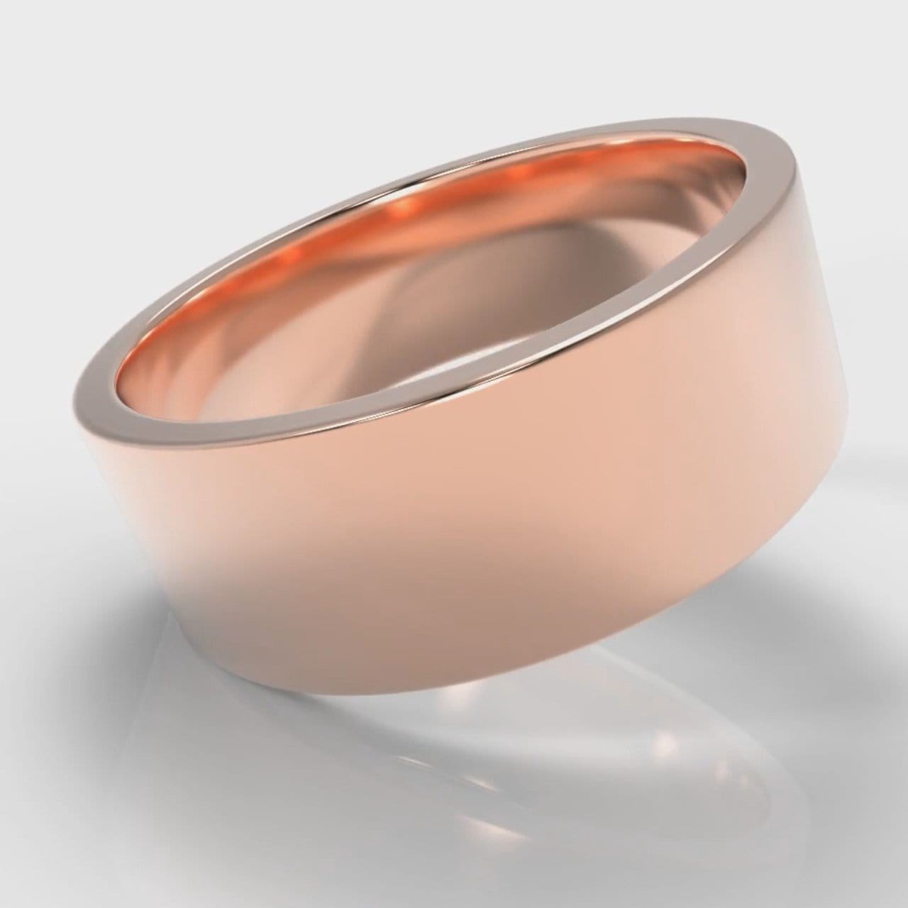 8mm Flat Top Comfort Fit Wedding Ring - Rose Gold