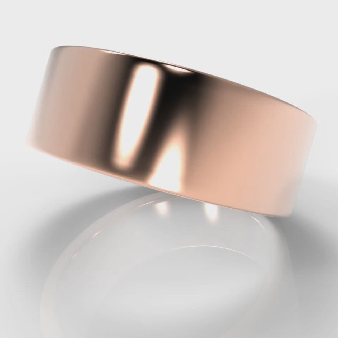 8mm Flat Top Comfort Fit Wedding Ring - Rose Gold