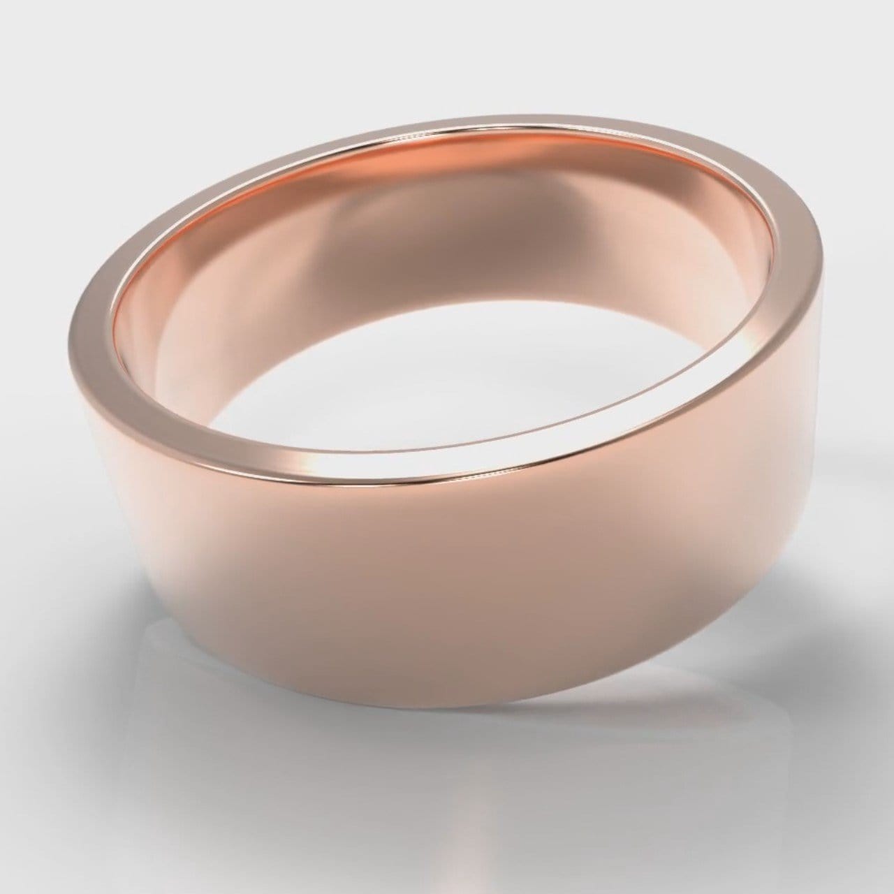 8mm Flat Top Comfort Fit Wedding Ring - Rose Gold