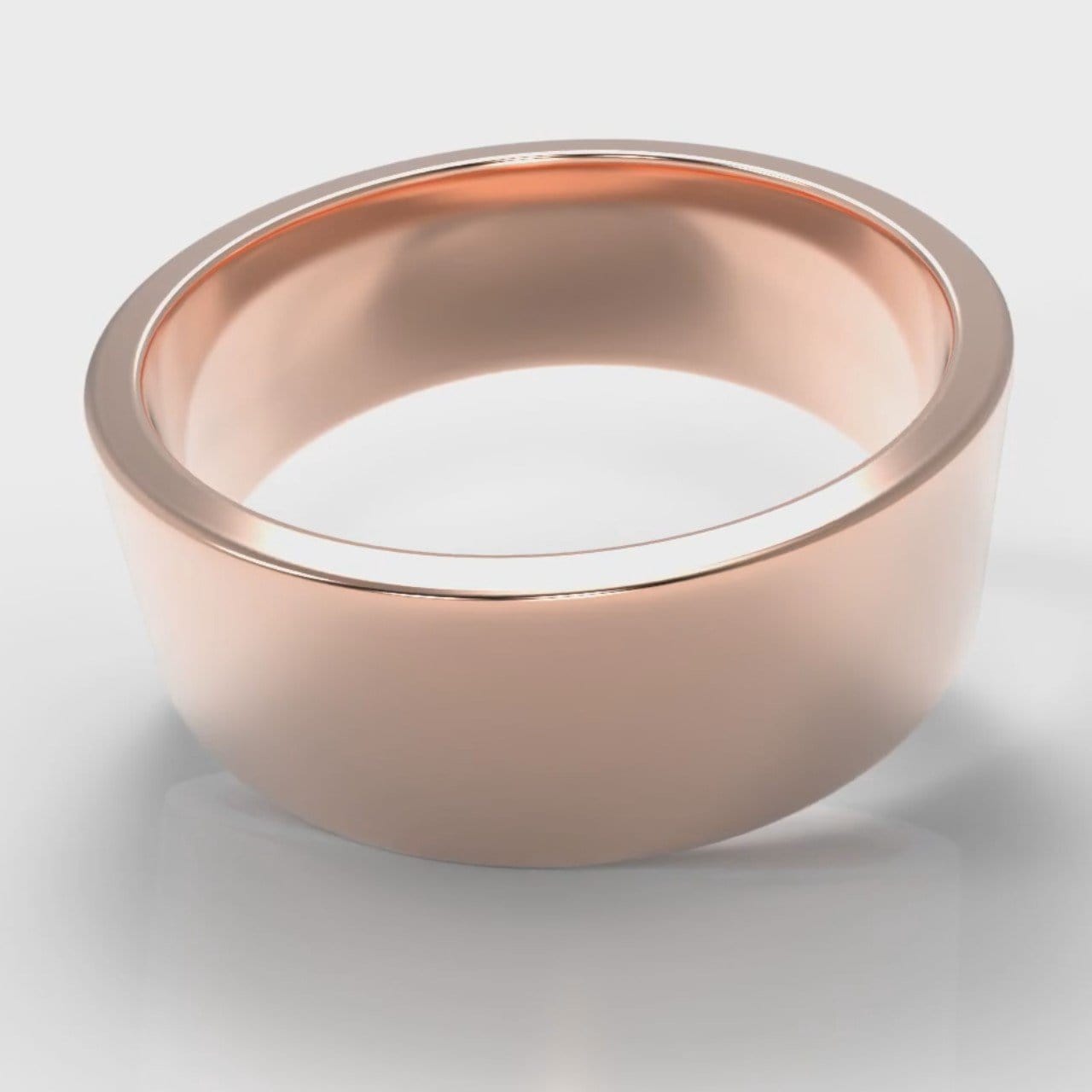 8mm Flat Top Comfort Fit Wedding Ring - Rose Gold