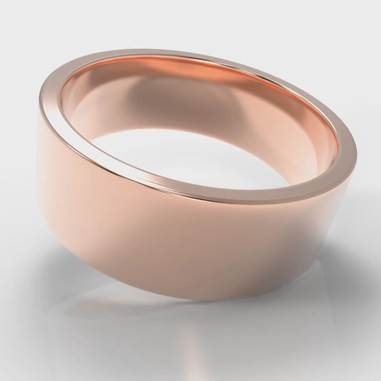 8mm Flat Top Comfort Fit Wedding Ring - Rose Gold