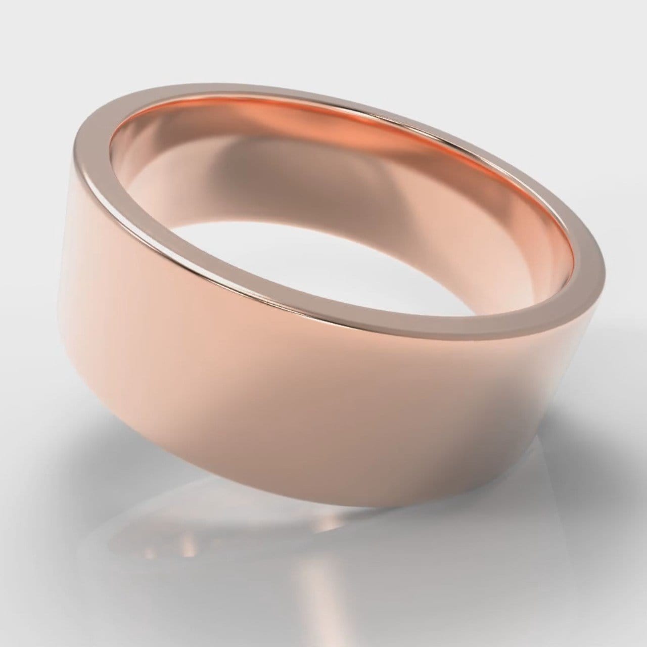 8mm Flat Top Comfort Fit Wedding Ring - Rose Gold