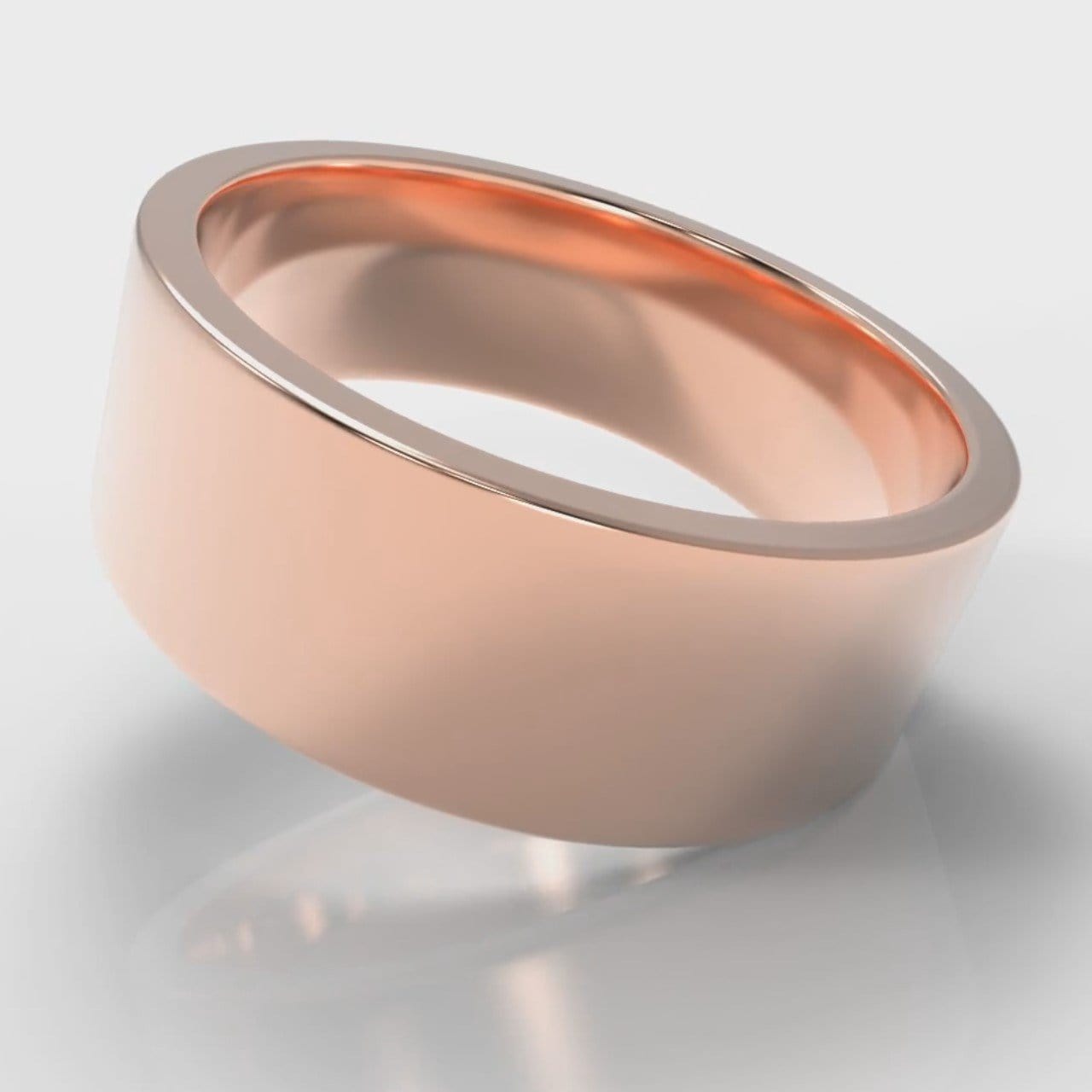 8mm Flat Top Comfort Fit Wedding Ring - Rose Gold