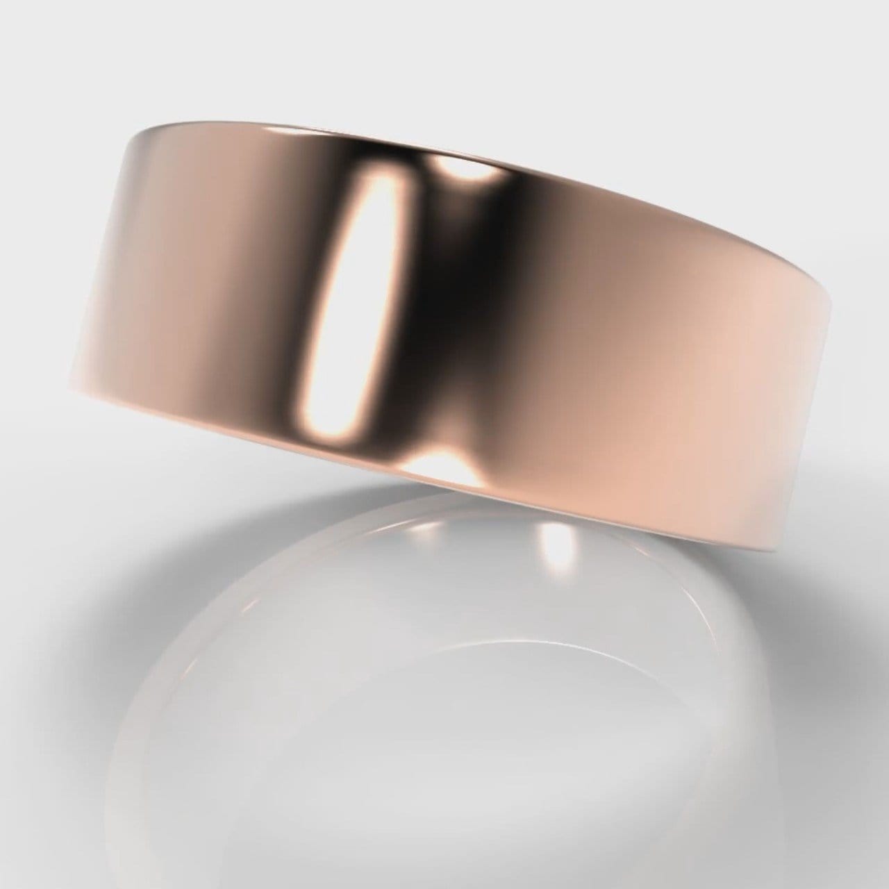 8mm Flat Top Comfort Fit Wedding Ring - Rose Gold