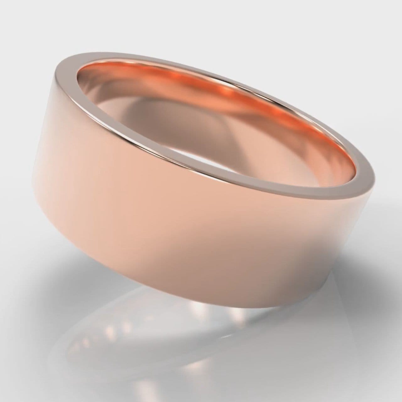 8mm Flat Top Comfort Fit Wedding Ring - Rose Gold
