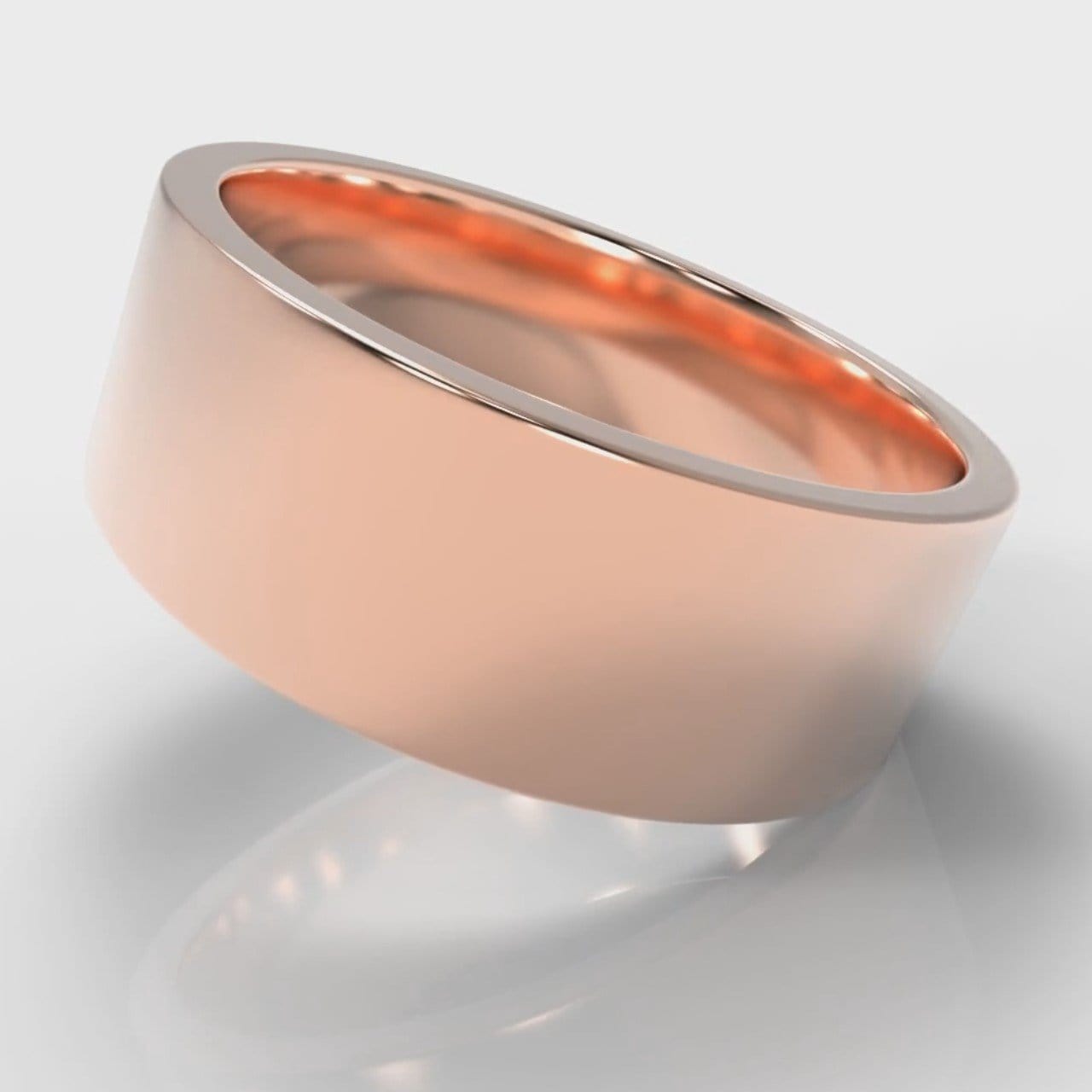 8mm Flat Top Comfort Fit Wedding Ring - Rose Gold