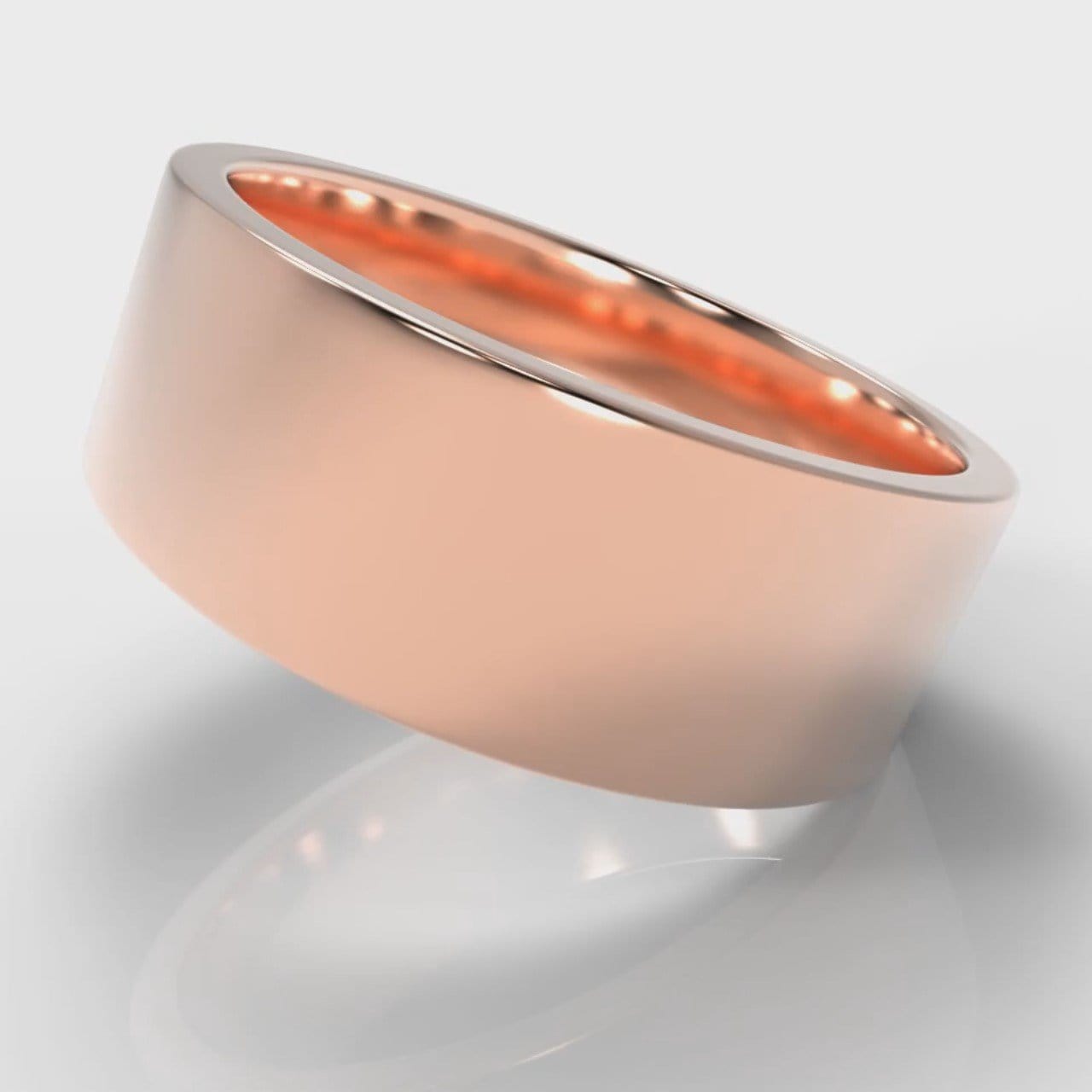 8mm Flat Top Comfort Fit Wedding Ring - Rose Gold