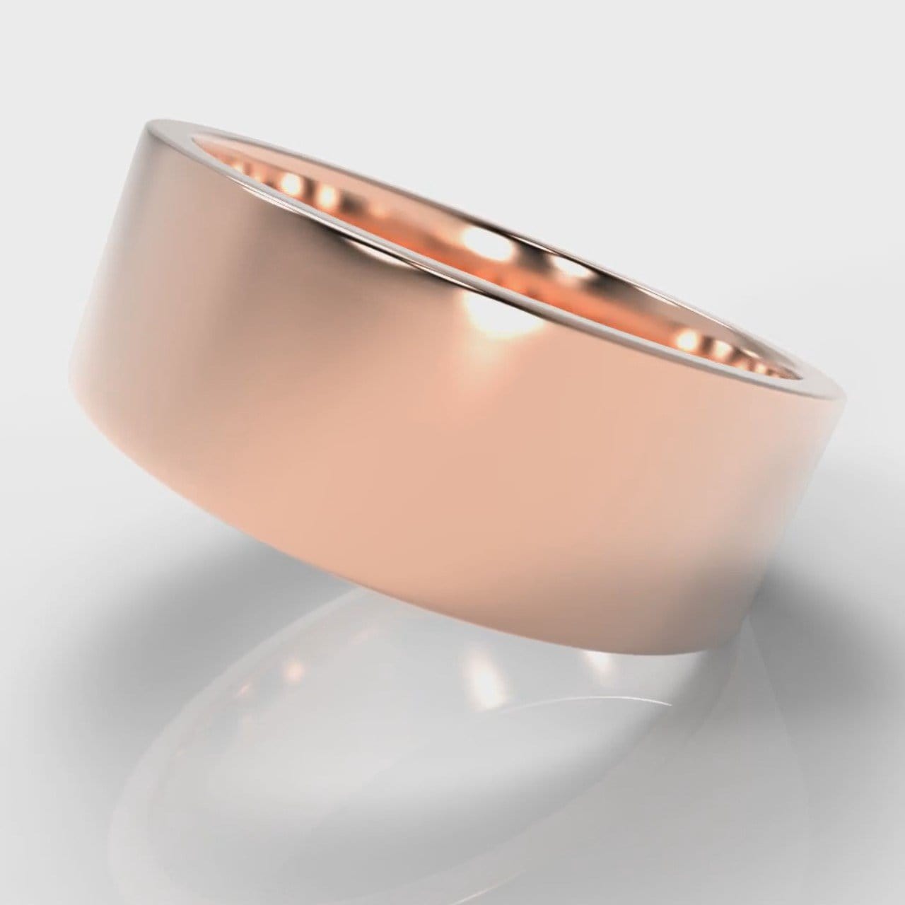 8mm Flat Top Comfort Fit Wedding Ring - Rose Gold