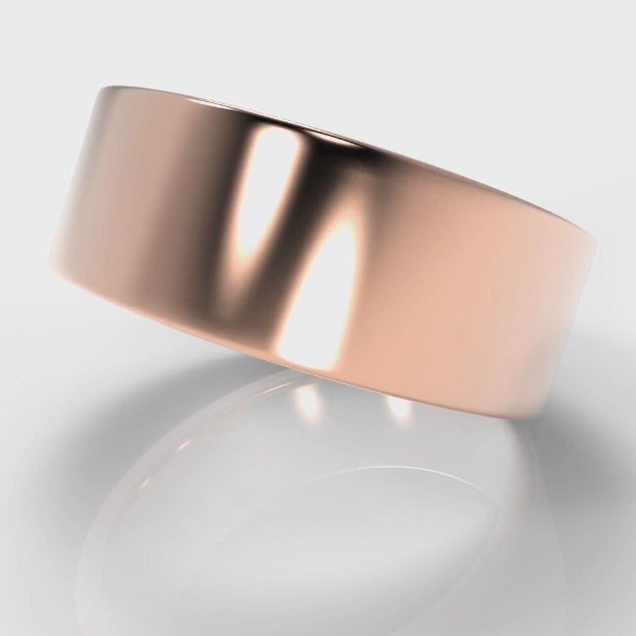 8mm Flat Top Comfort Fit Wedding Ring - Rose Gold