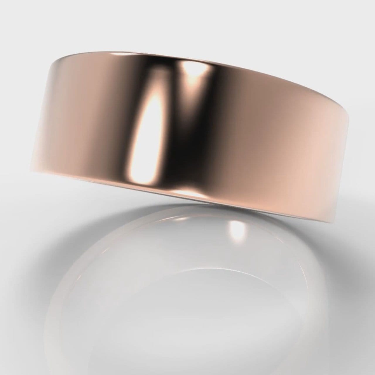 8mm Flat Top Comfort Fit Wedding Ring - Rose Gold