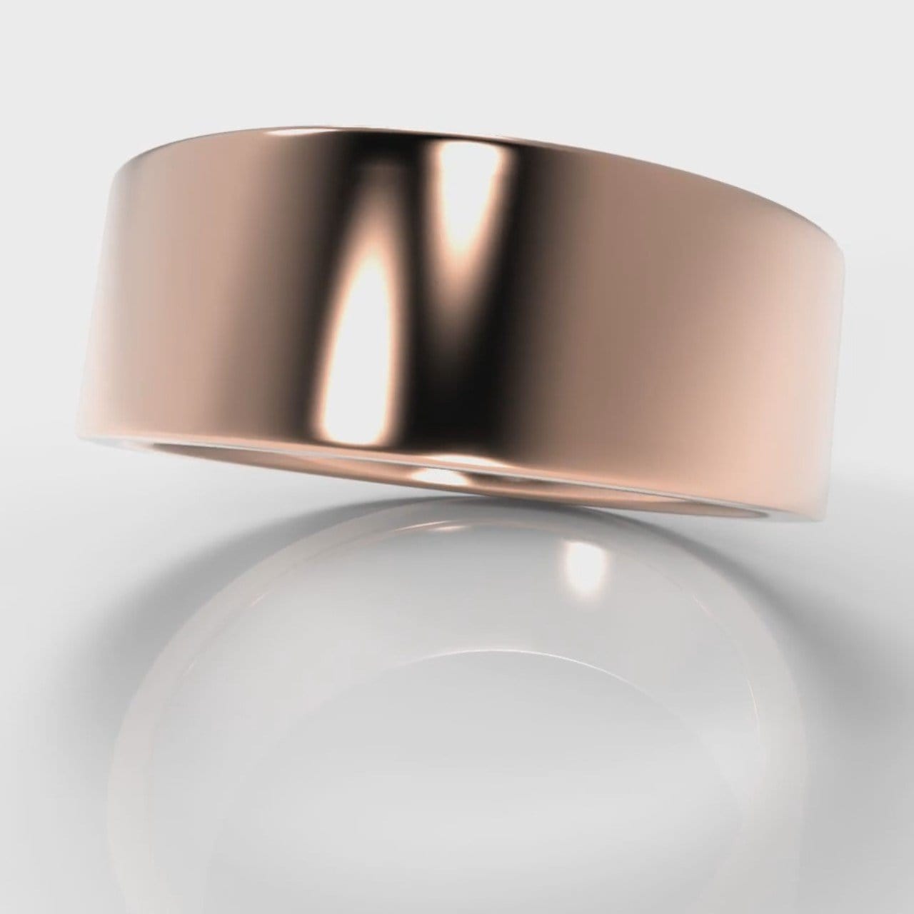 8mm Flat Top Comfort Fit Wedding Ring - Rose Gold