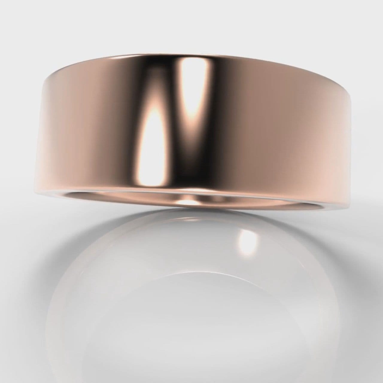 8mm Flat Top Comfort Fit Wedding Ring - Rose Gold