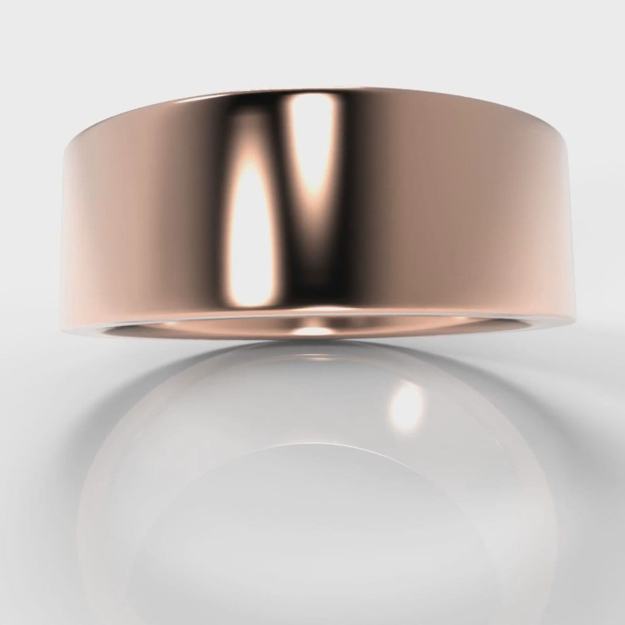 8mm Flat Top Comfort Fit Wedding Ring - Rose Gold