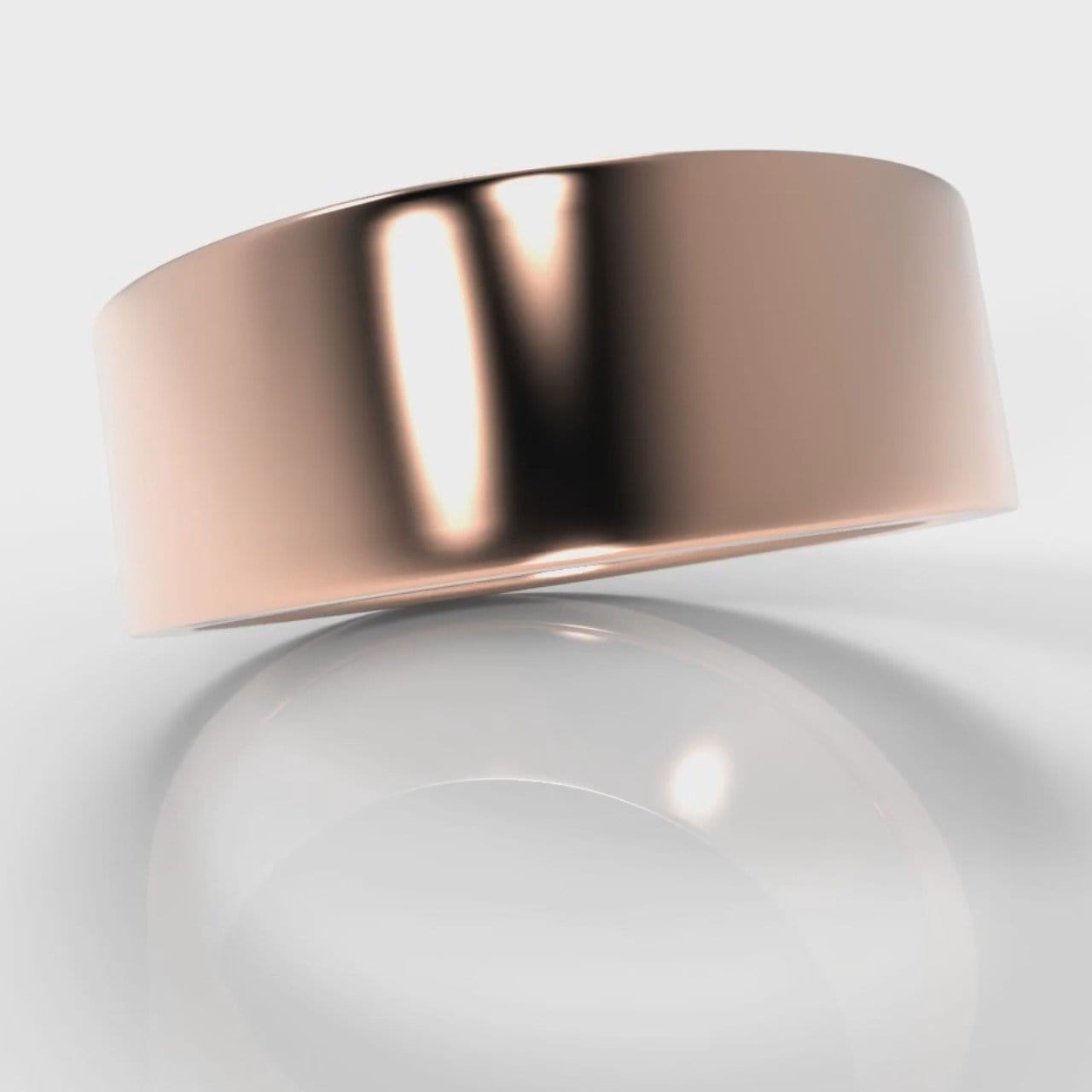 8mm Flat Top Comfort Fit Wedding Ring - Rose Gold
