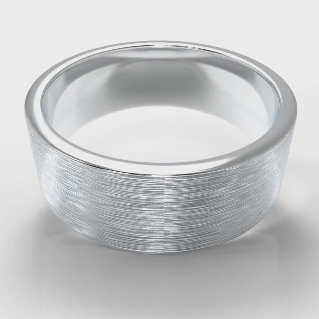 8mm Flat Top Comfort Fit Brushed Wedding Ring