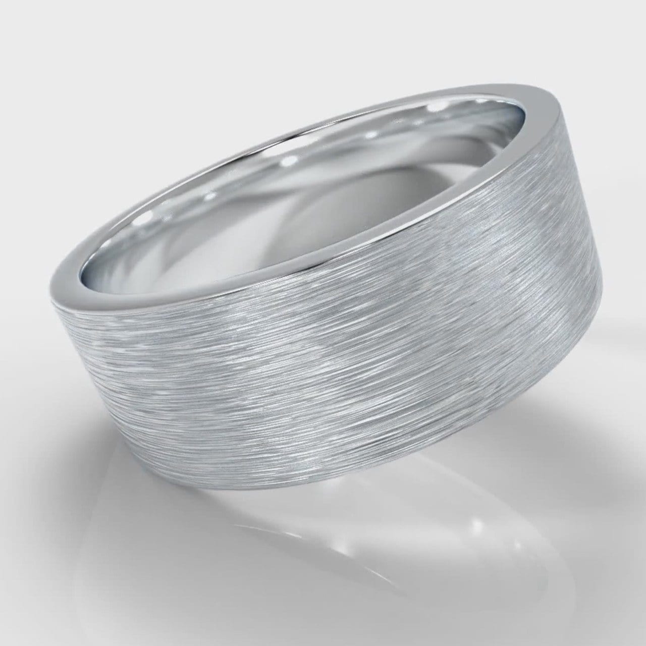 8mm Flat Top Comfort Fit Brushed Wedding Ring