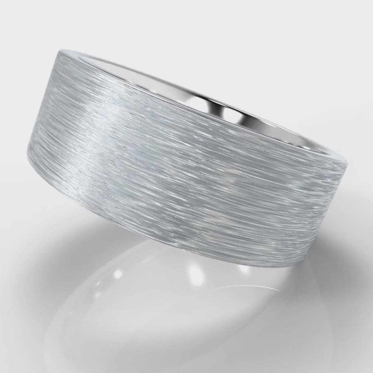 8mm Flat Top Comfort Fit Brushed Wedding Ring
