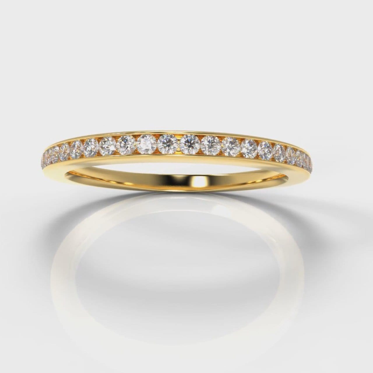 Petite Channel Set Diamond Wedding Ring - Yellow Gold