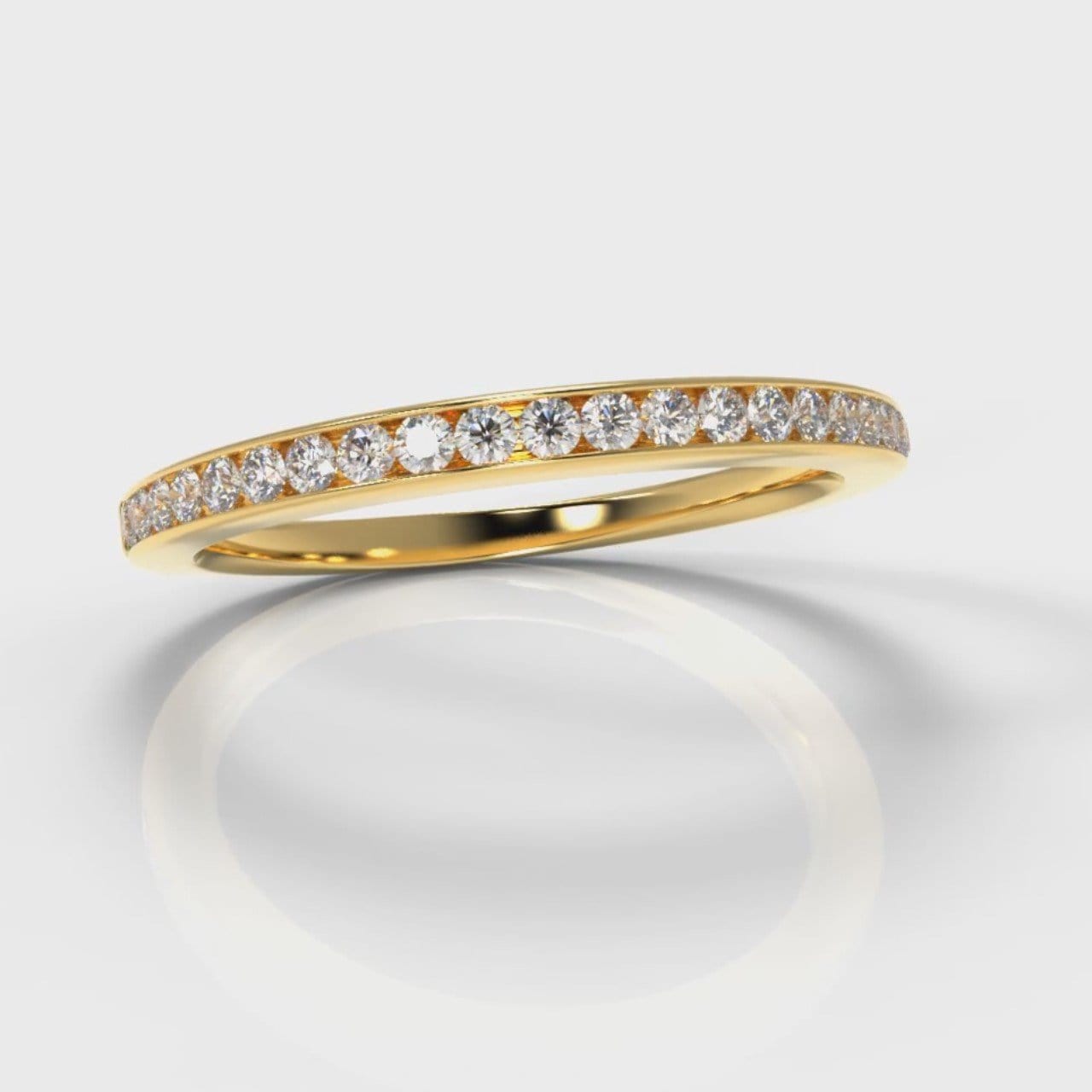 Petite Channel Set Diamond Wedding Ring - Yellow Gold