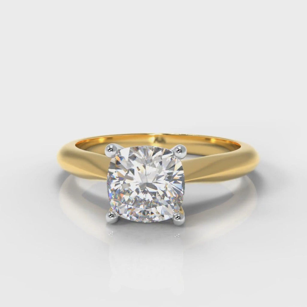 Carrée Solitaire Cushion Cut Diamond Engagement Ring - Yellow Gold