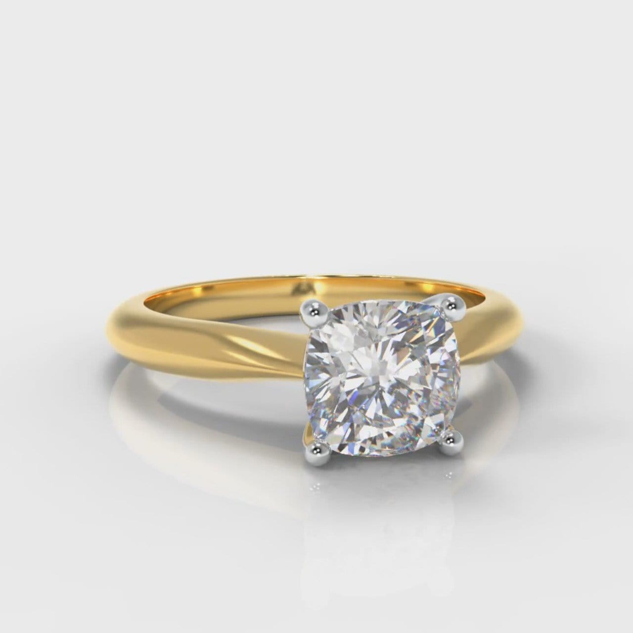 Carrée Solitaire Cushion Cut Diamond Engagement Ring - Yellow Gold