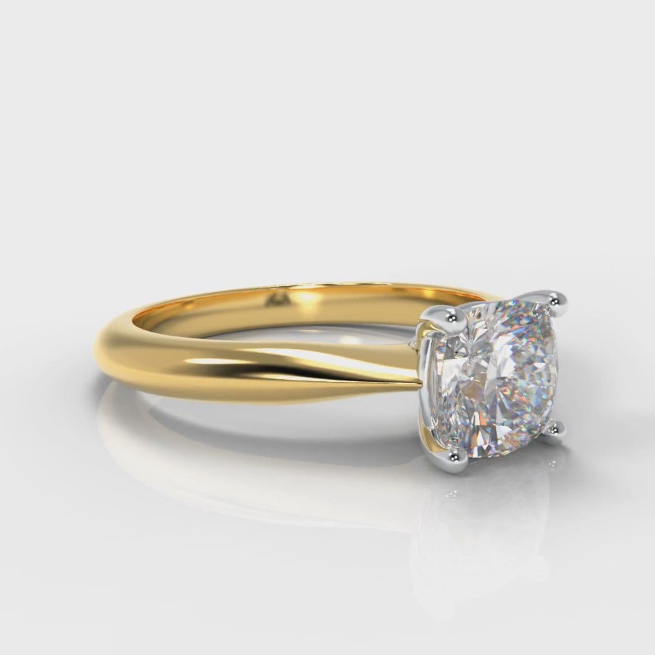 Carrée Solitaire Cushion Cut Diamond Engagement Ring - Yellow Gold