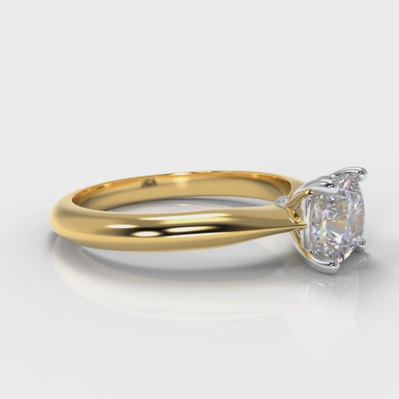Carrée Solitaire Cushion Cut Diamond Engagement Ring - Yellow Gold