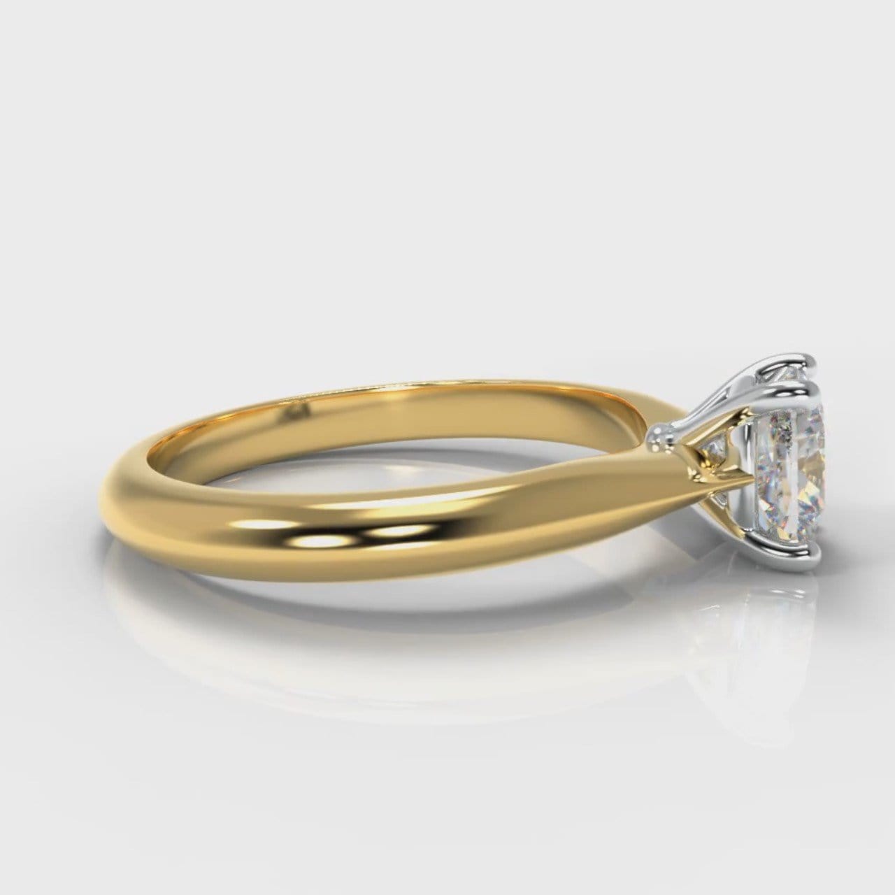 Carrée Solitaire Cushion Cut Diamond Engagement Ring - Yellow Gold