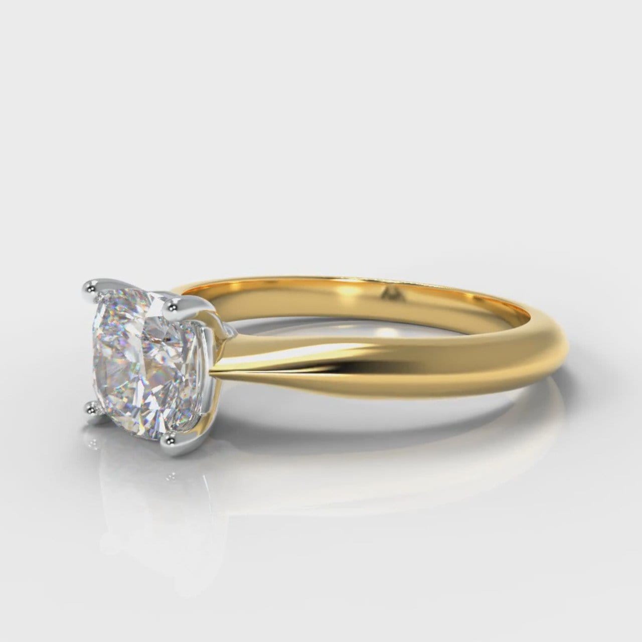 Carrée Solitaire Cushion Cut Diamond Engagement Ring - Yellow Gold