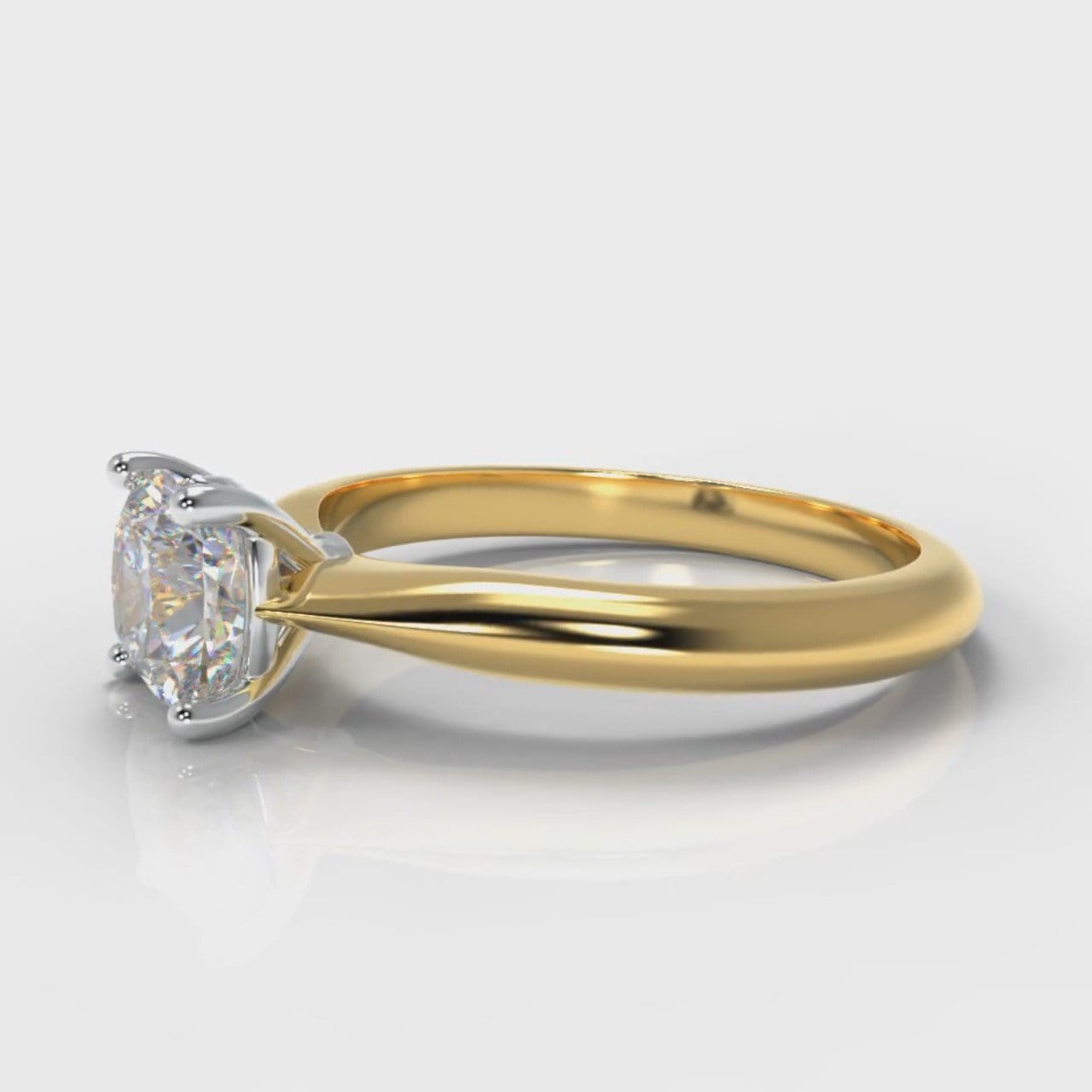 Carrée Solitaire Cushion Cut Diamond Engagement Ring - Yellow Gold