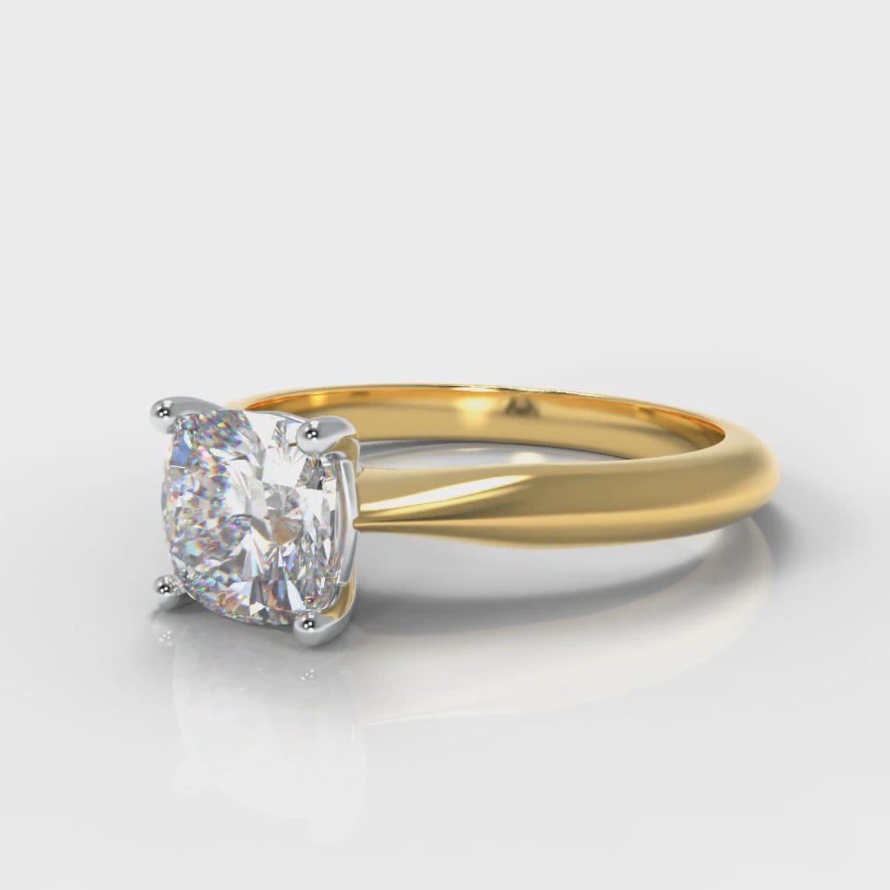 Carrée Solitaire Cushion Cut Diamond Engagement Ring - Yellow Gold