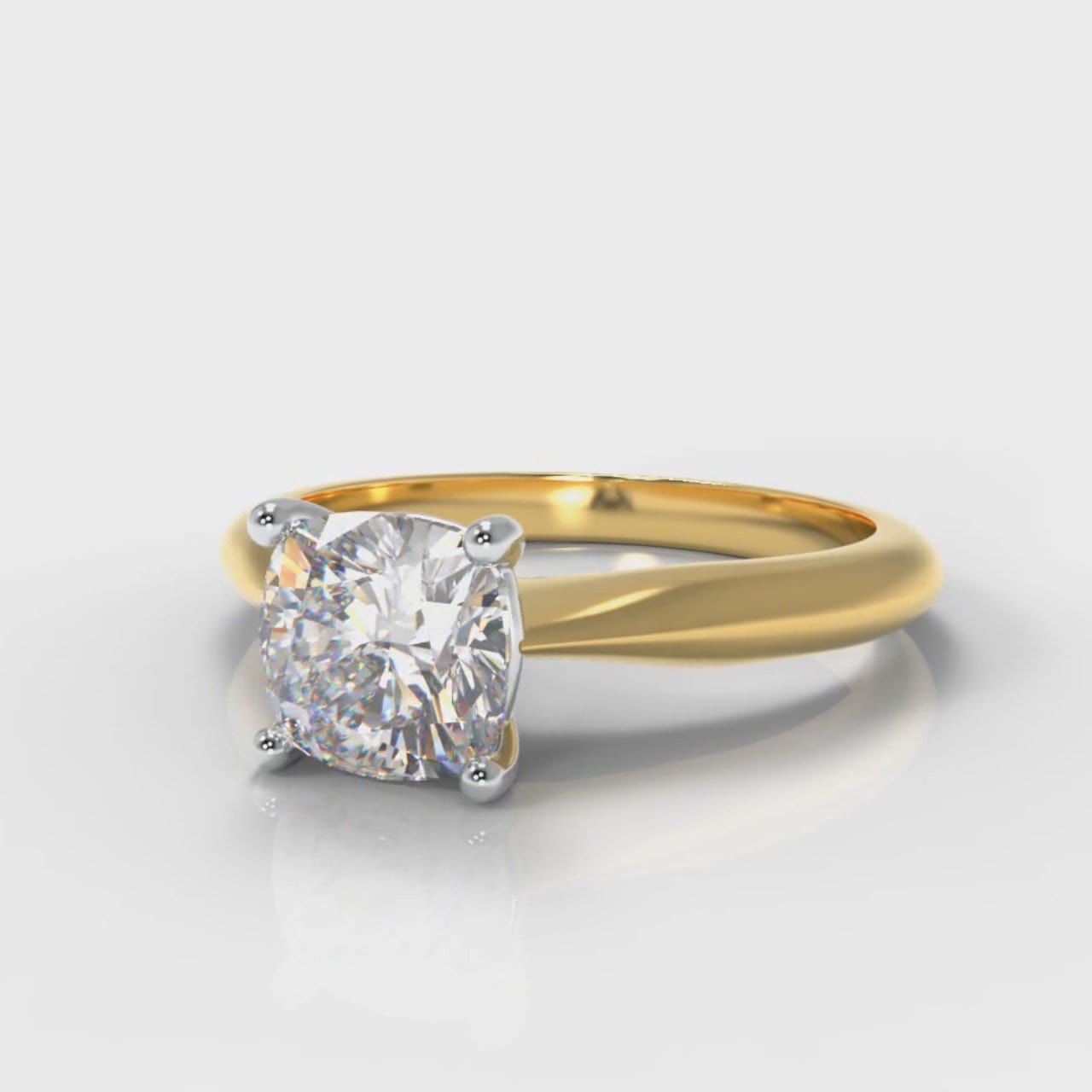 Carrée Solitaire Cushion Cut Diamond Engagement Ring - Yellow Gold