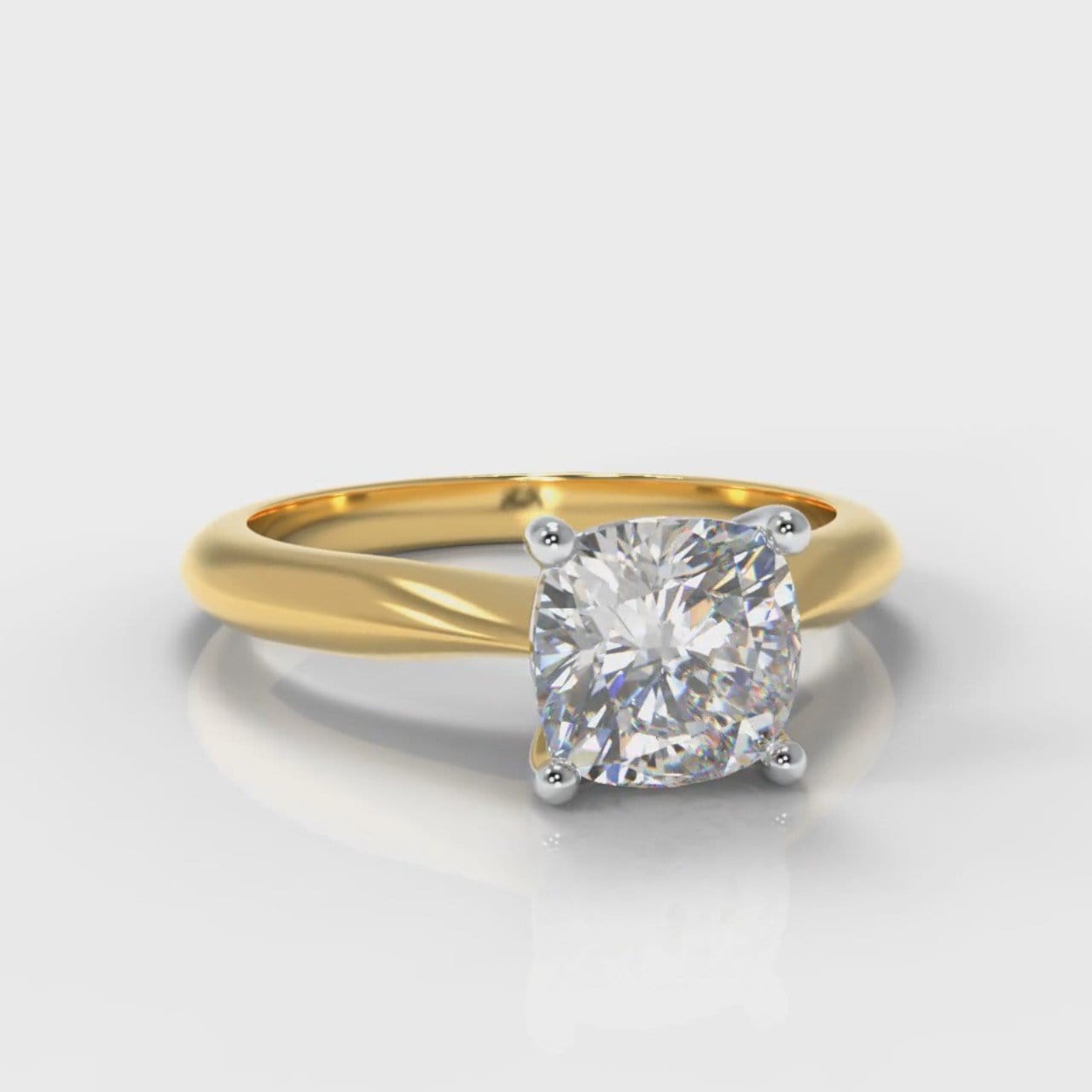 Carrée Solitaire Cushion Cut Diamond Engagement Ring - Yellow Gold